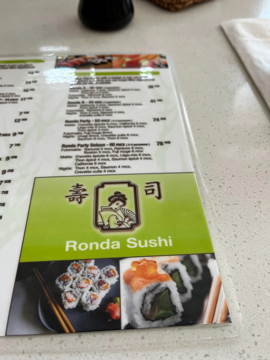 Menu, Restaurant Ronda Sushi
