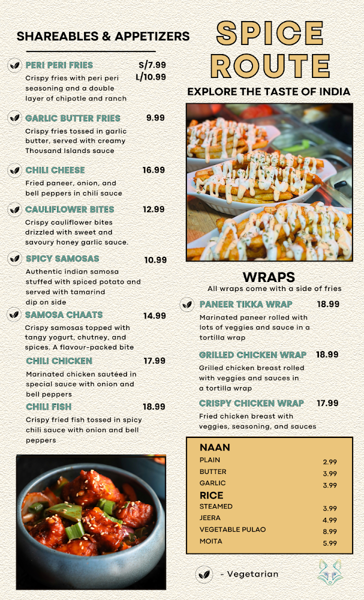 Menu, Silver Fox Pub