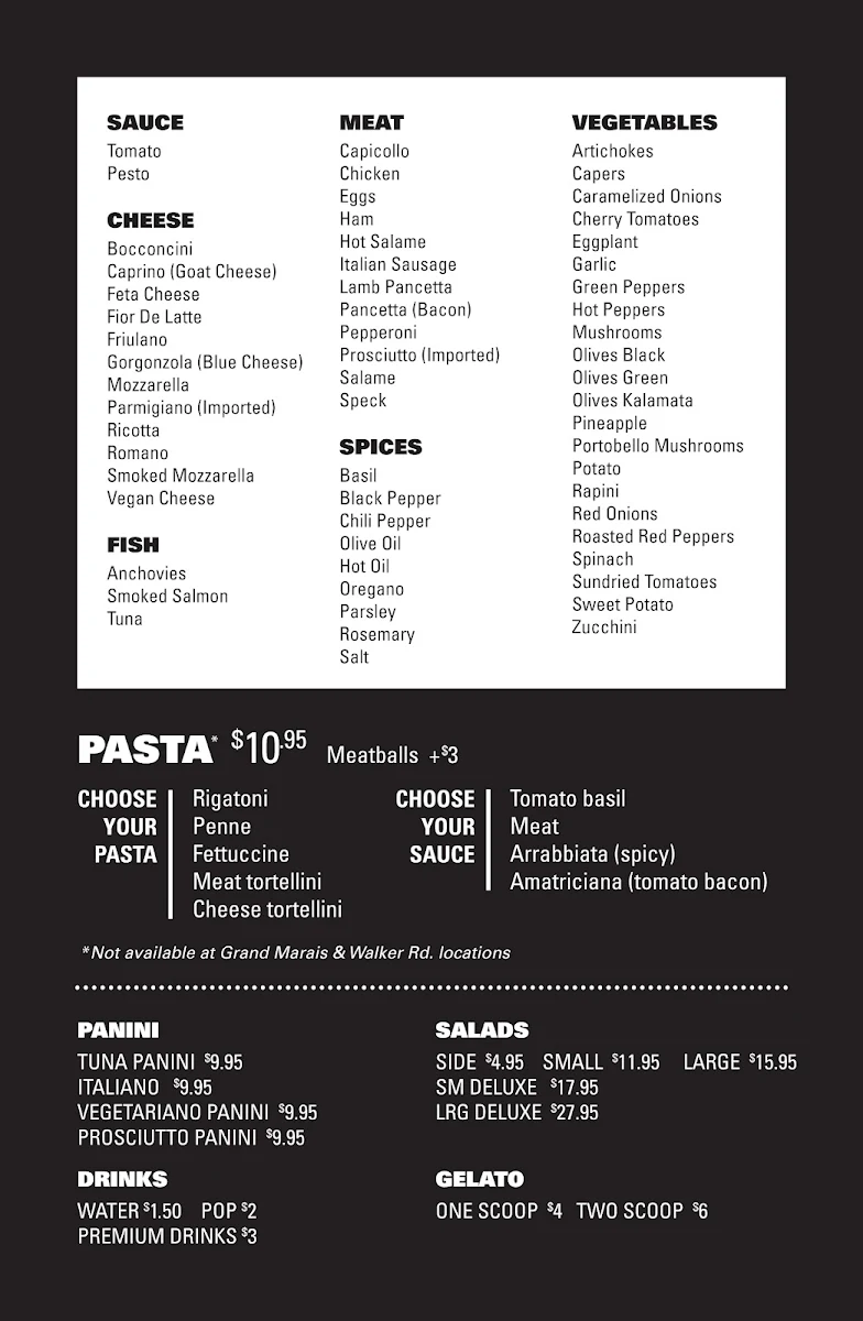Menu, Oven 360 Leamington