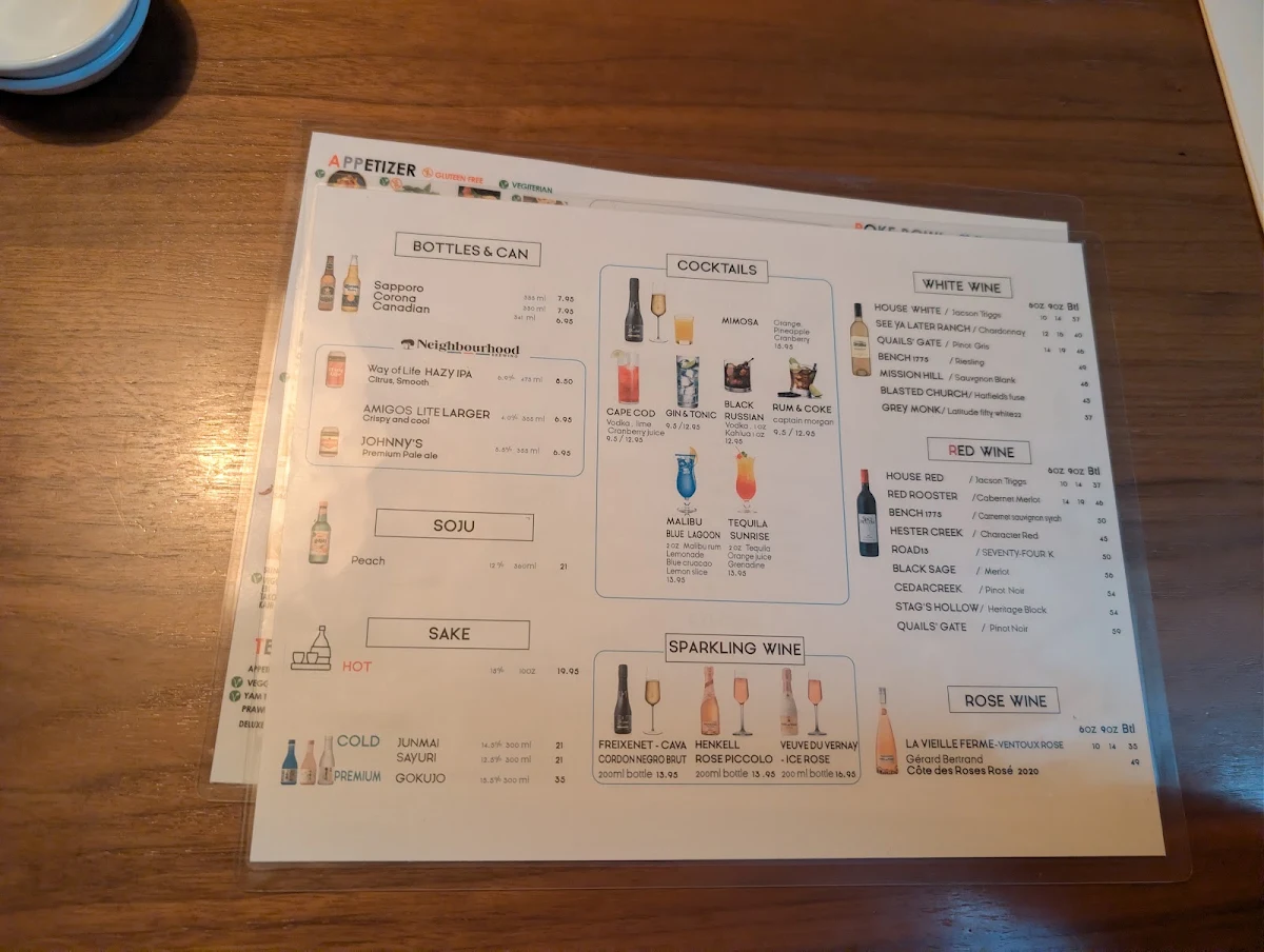 Menu, GINZA SUSHI & POKE