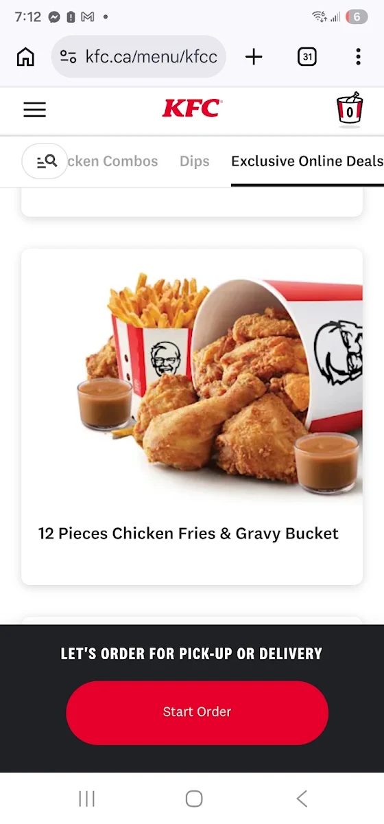 Menu, KFC