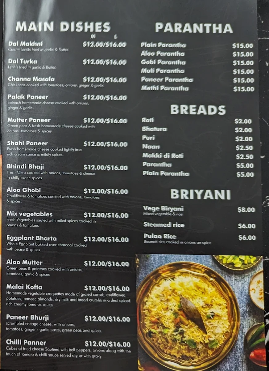 Menu, Anmol Sweets Restaurant