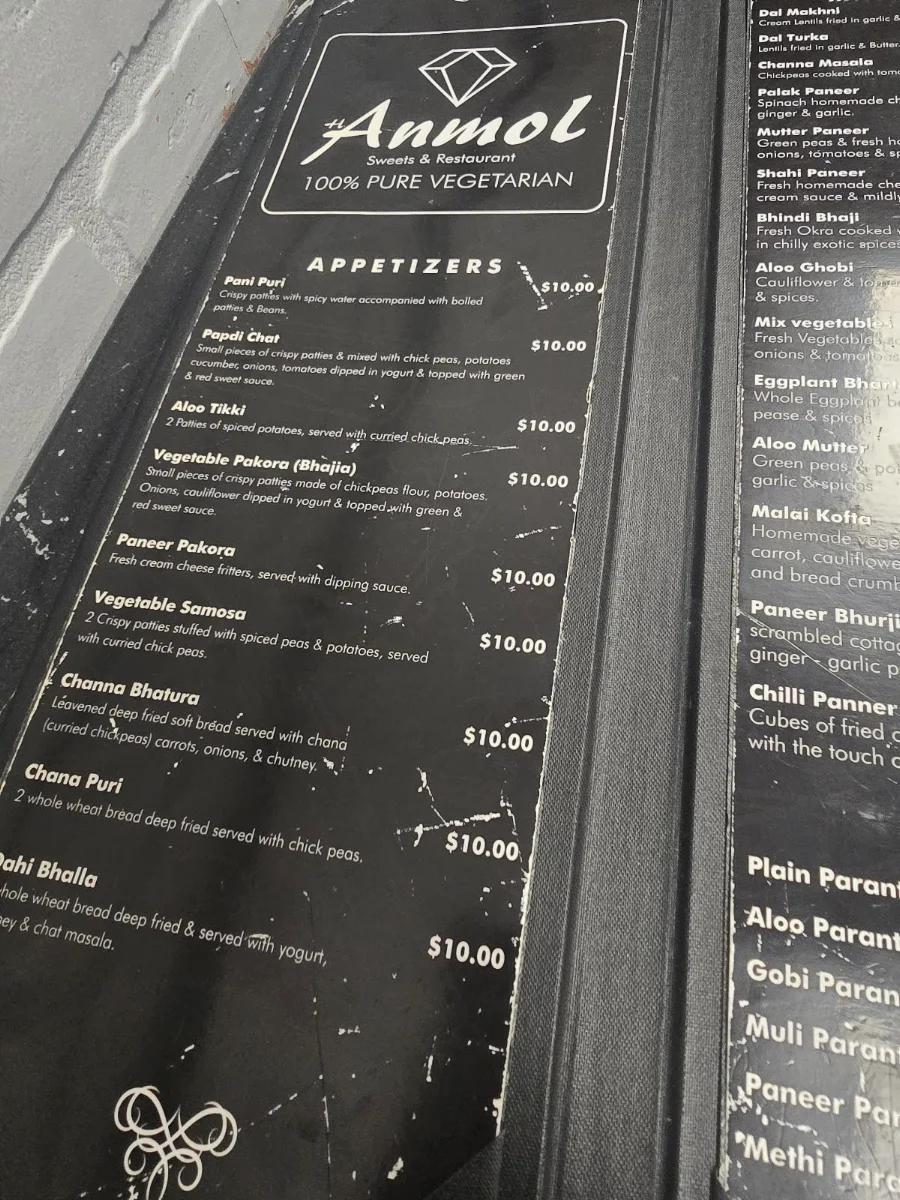 Menu, Anmol Sweets Restaurant