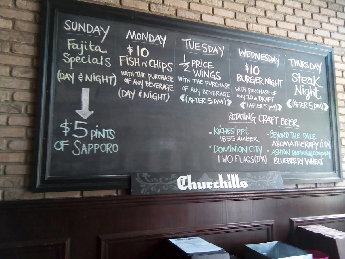 Menu, Churchills