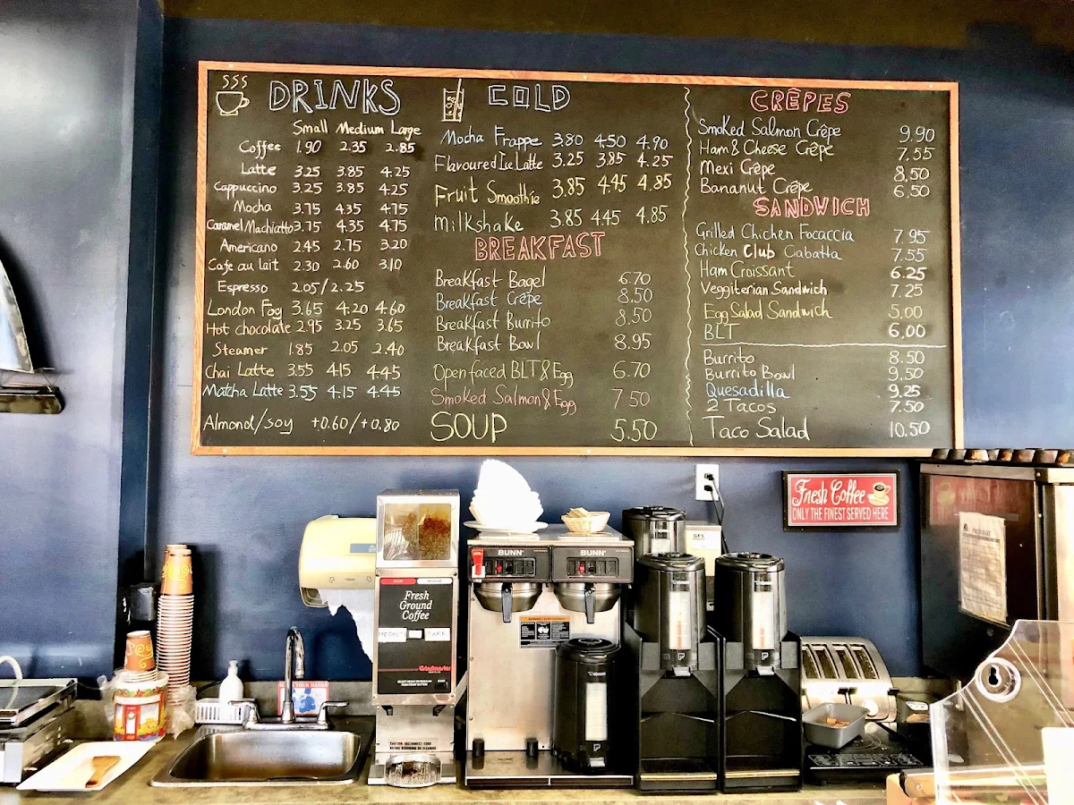 Menu, Java Express - White Rock