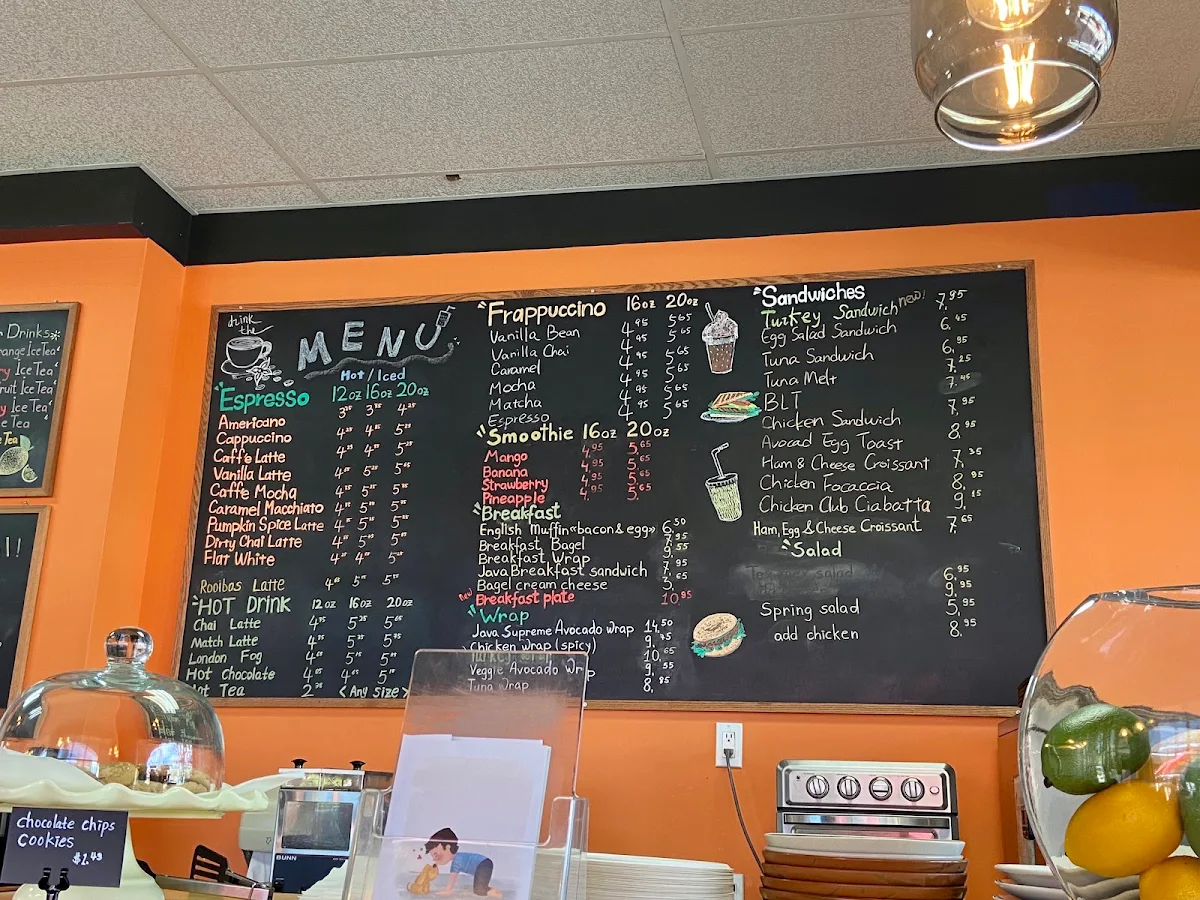 Menu, Java Express - White Rock