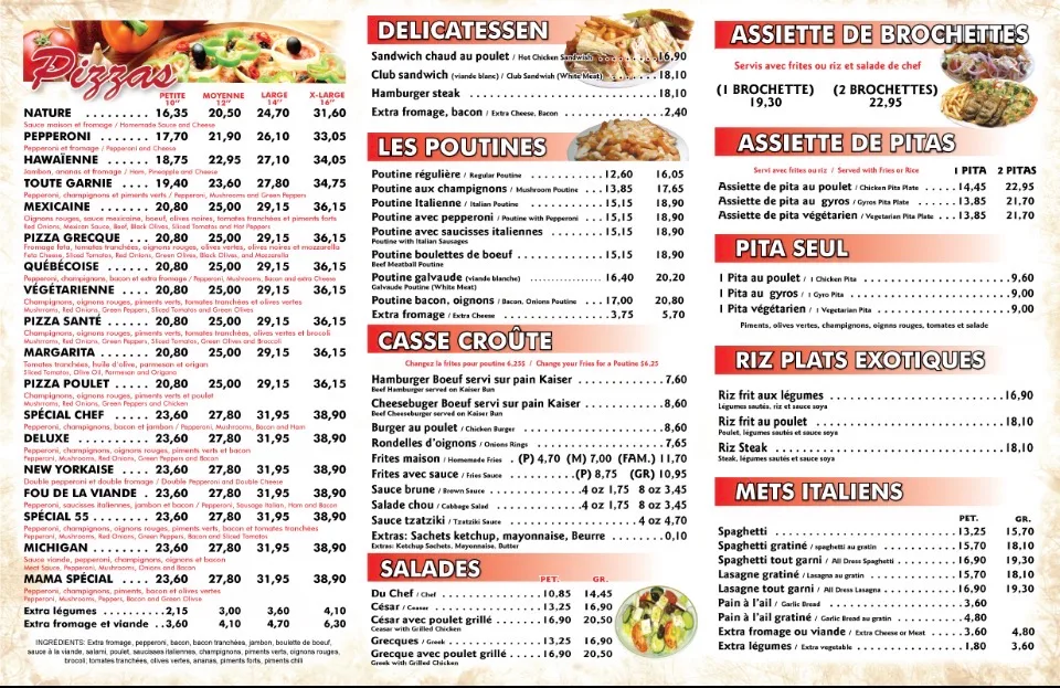 Menu, pizza 55