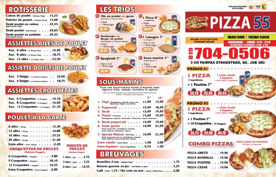 Menu, pizza 55