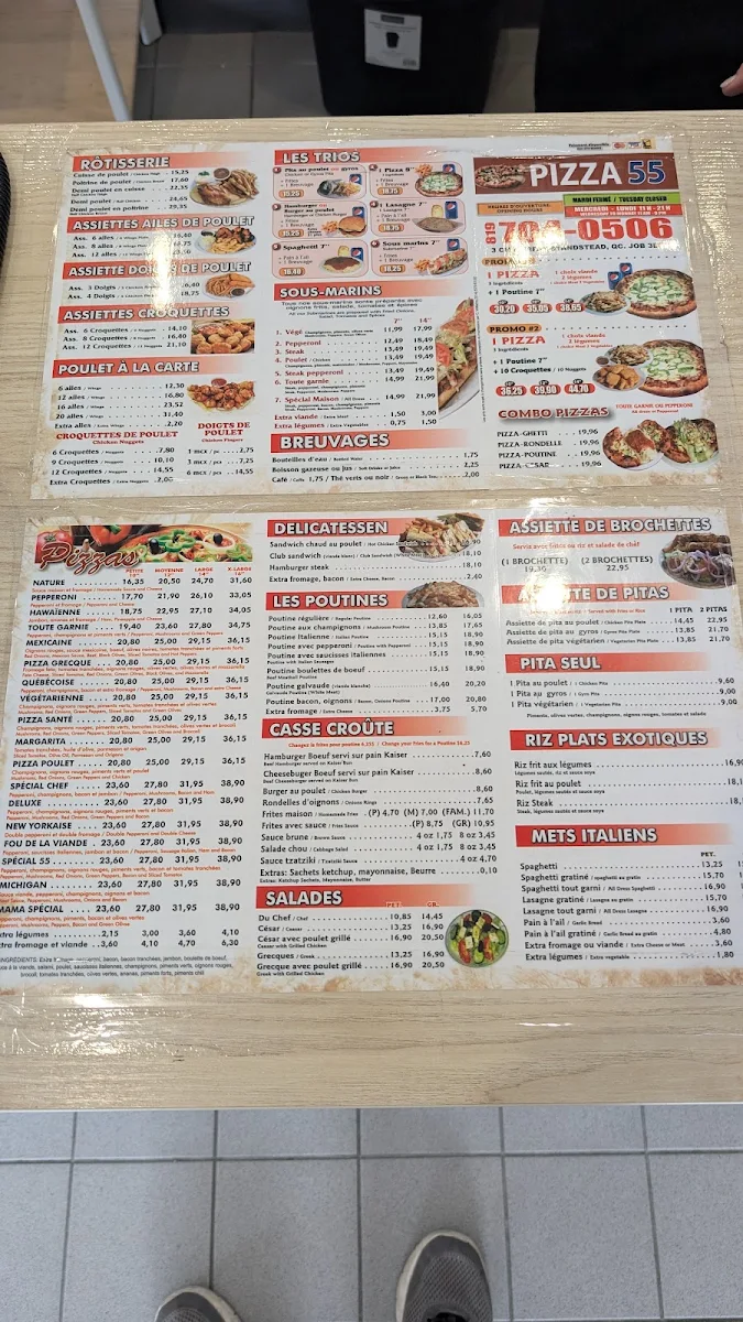 Menu, pizza 55