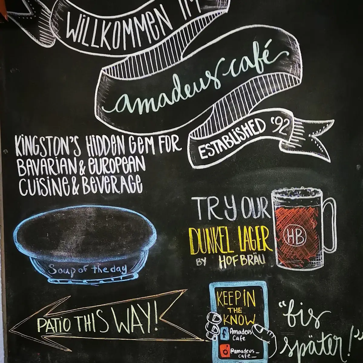 Menu, Amadeus Cafe