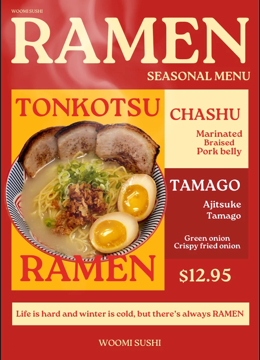Menu, Woomi Sushi