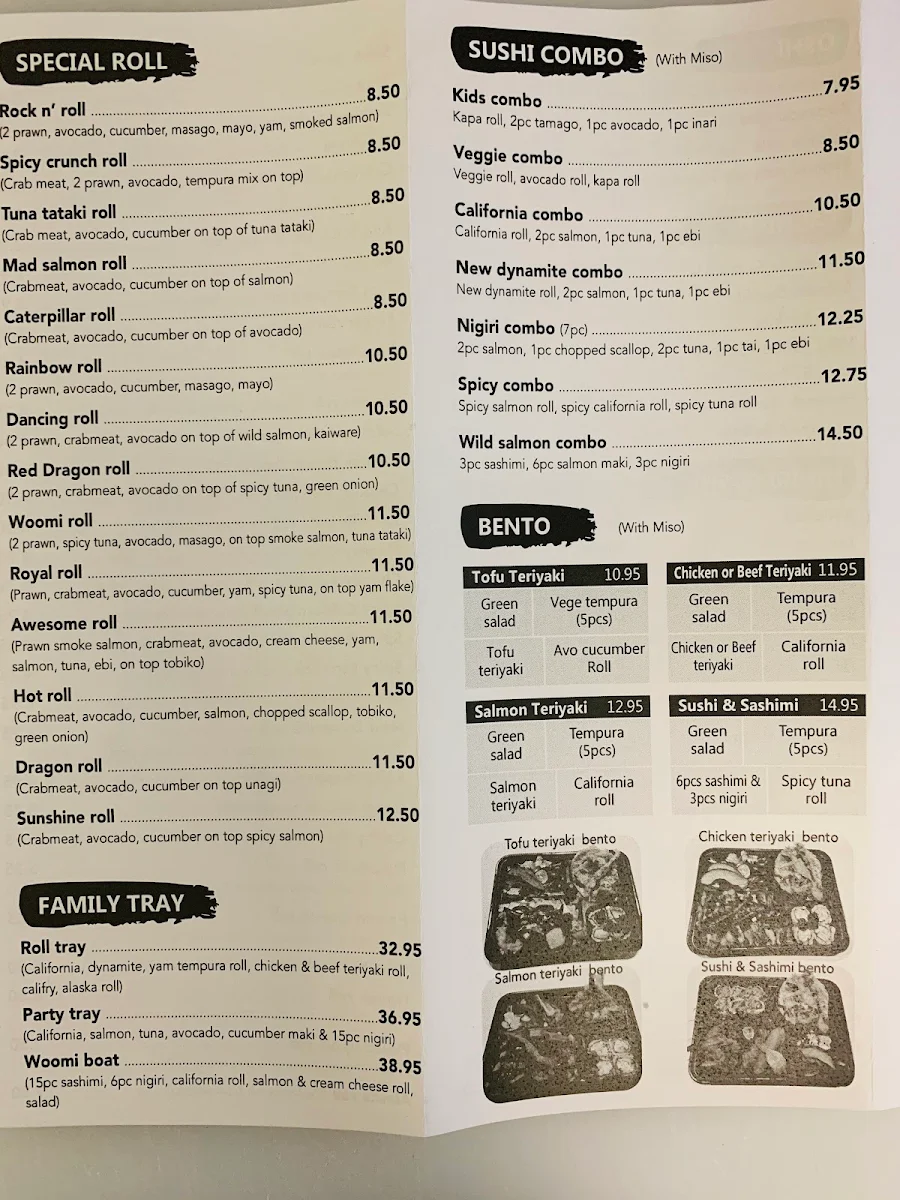 Menu, Woomi Sushi