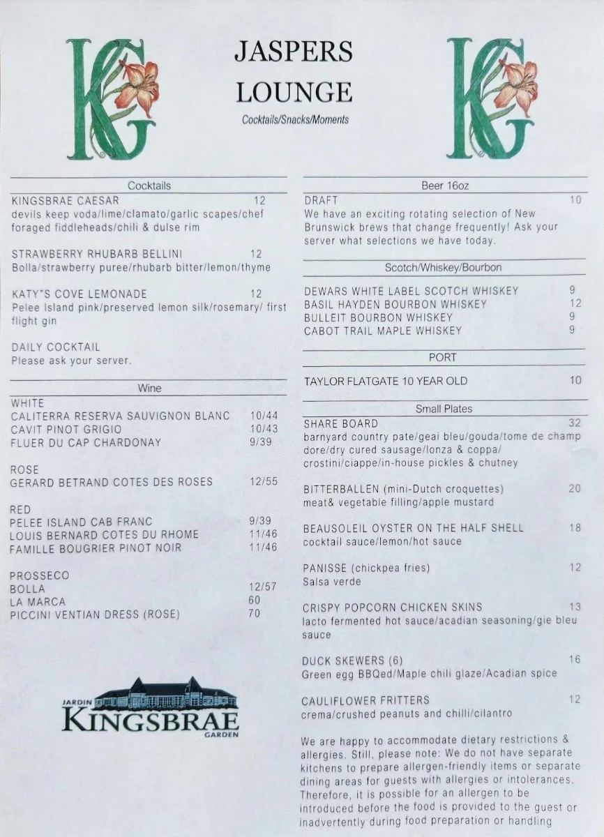 Menu, Sage In The Garden