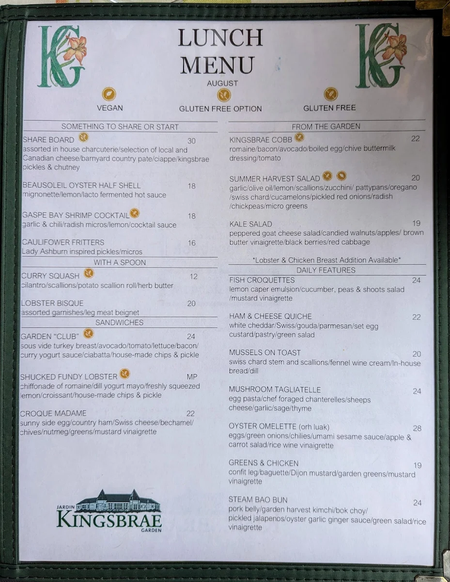 Menu, Sage In The Garden