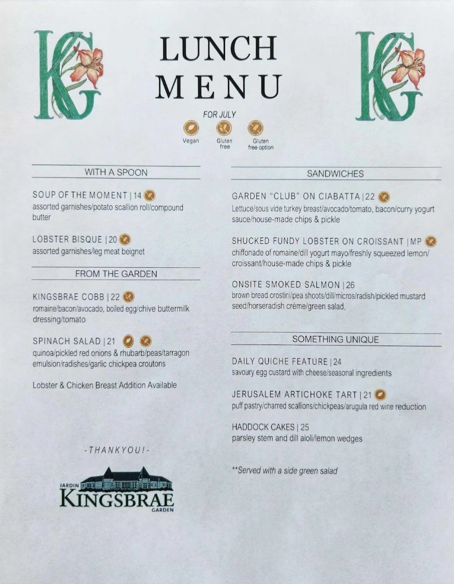 Menu, Sage In The Garden