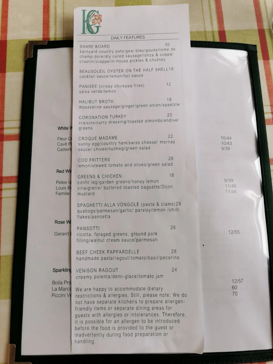 Menu, Sage In The Garden