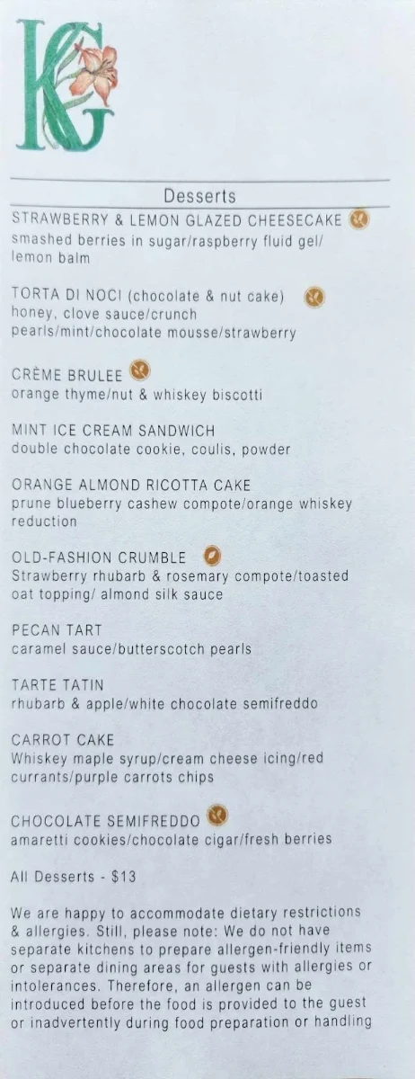 Menu, Sage In The Garden
