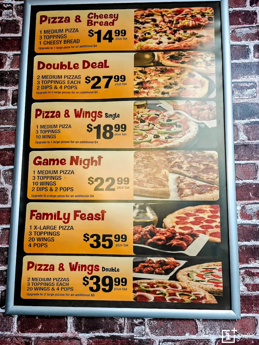 Menu, Pizzano Pizza & Wings