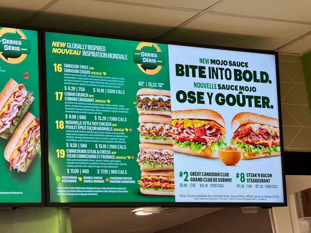 Menu, Subway