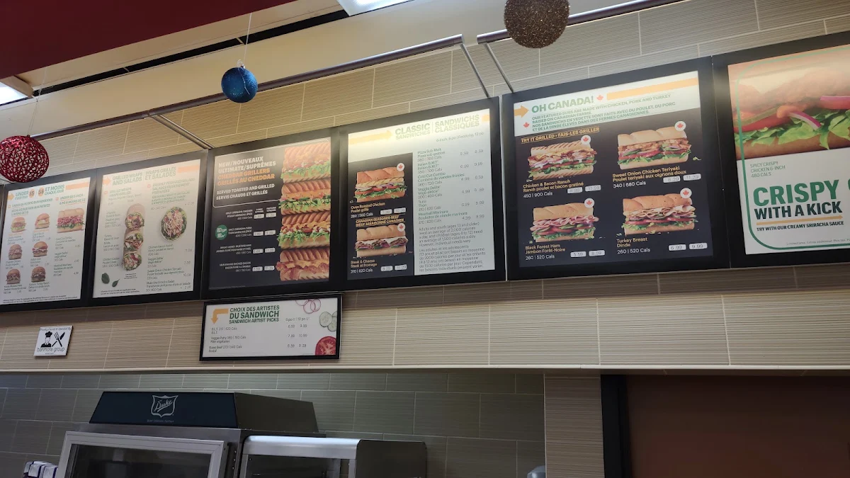 Menu, Subway