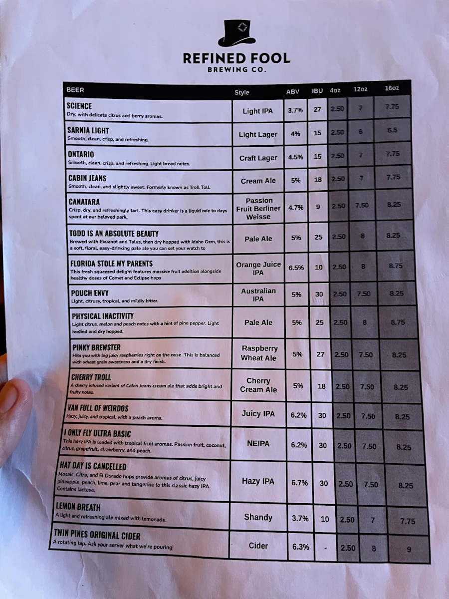 Menu, Davis Craft Kitchen and Bar (a Refined Fool Restaurant)
