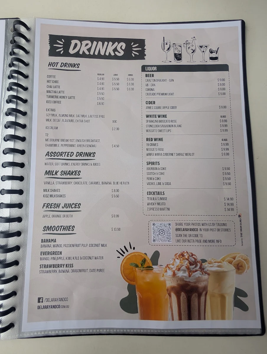 Menu, Cafe Delaray & Co