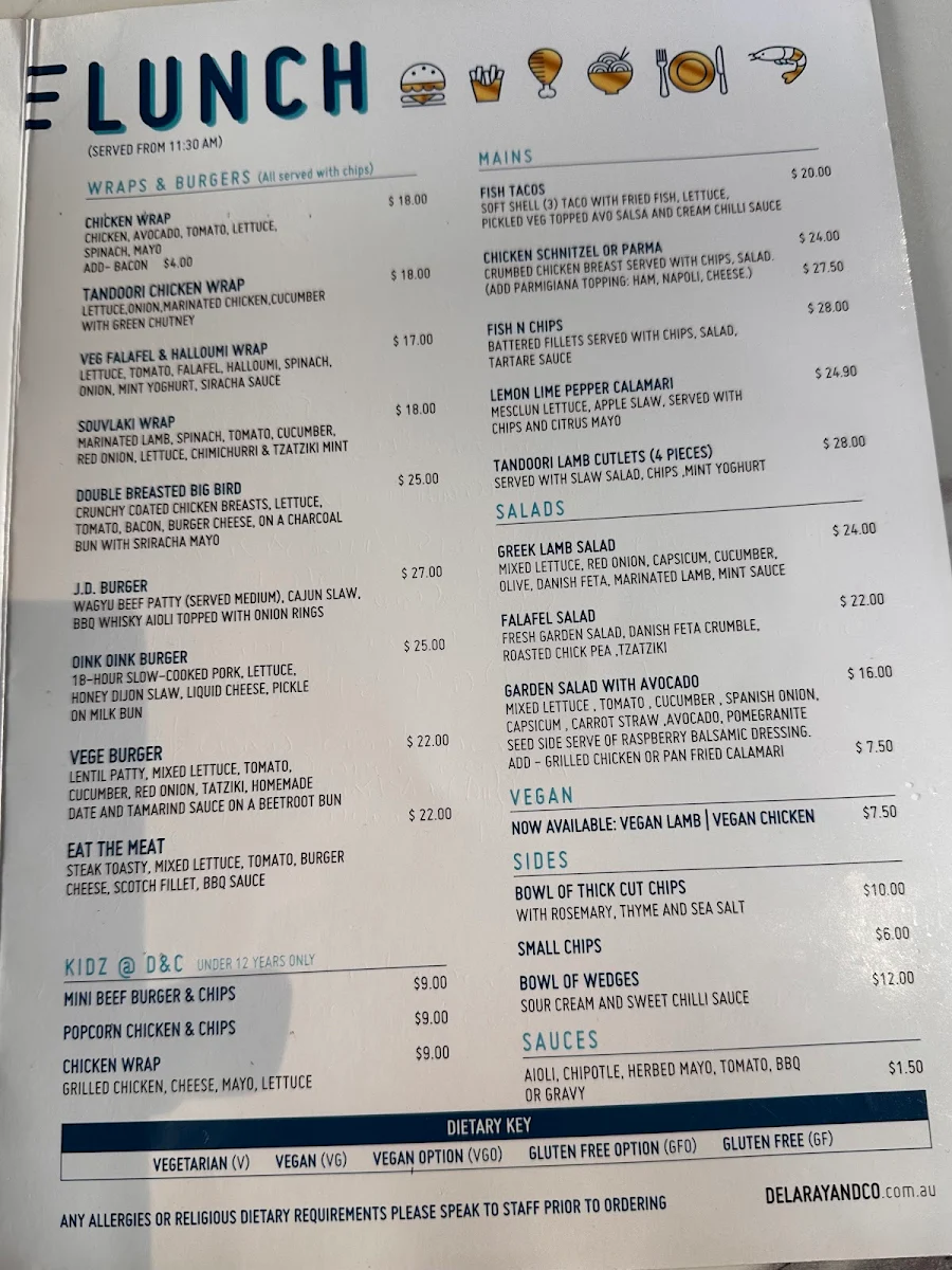 Menu, Cafe Delaray & Co