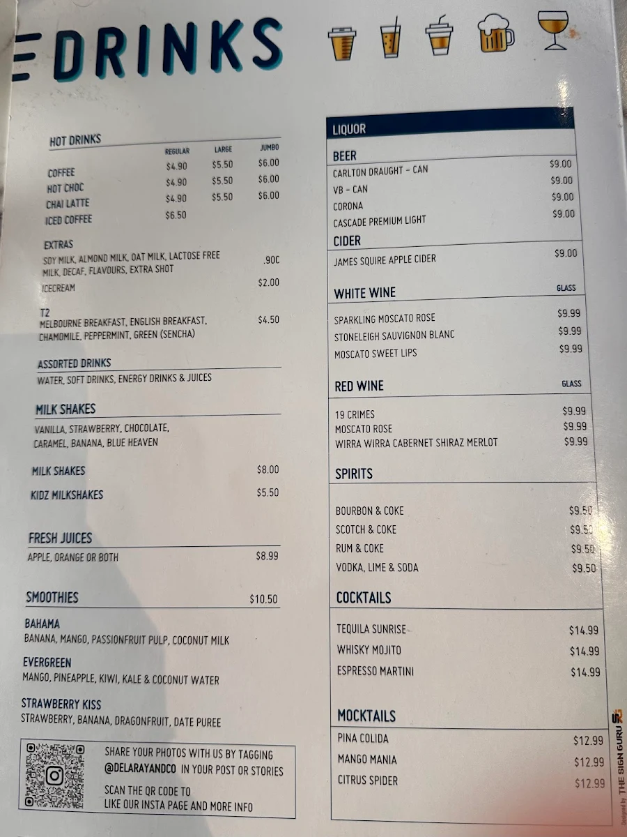 Menu, Cafe Delaray & Co