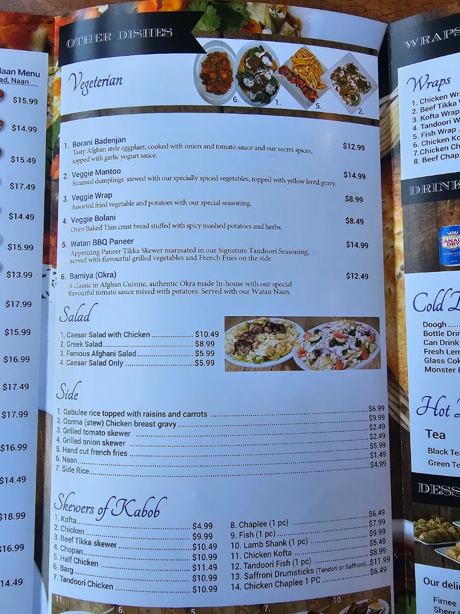 Menu, Watan Kabob - Financial Drive
