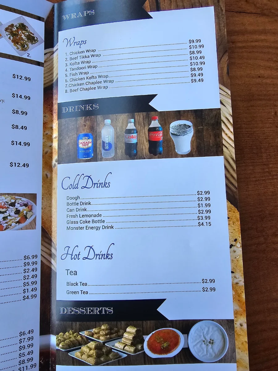 Menu, Watan Kabob - Financial Drive