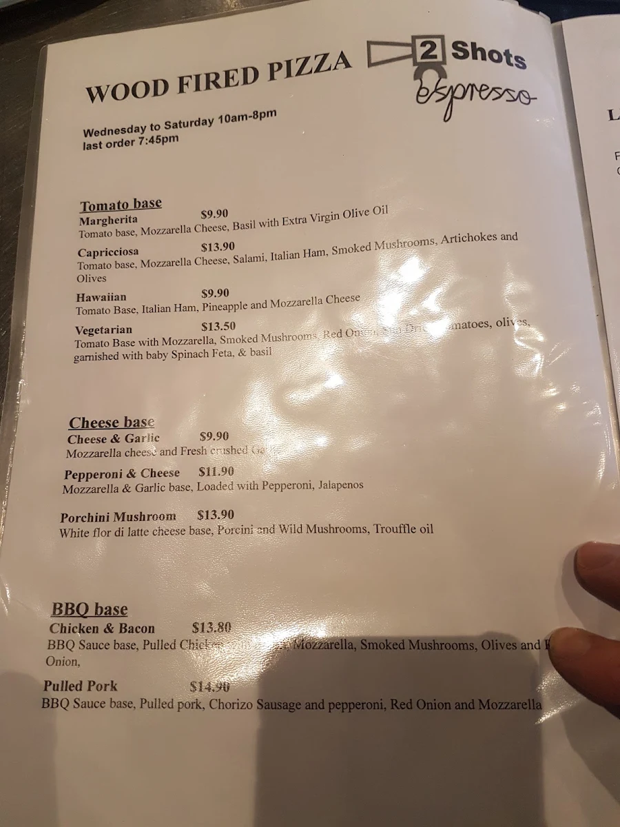 Menu, 2 SHOTS ESPRESSO