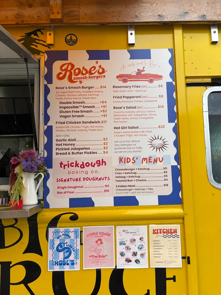 Menu, Rose's Smash Burgers