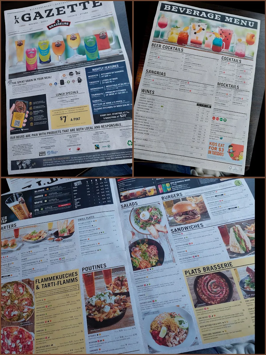 Menu, 3 Brasseurs - Kanata