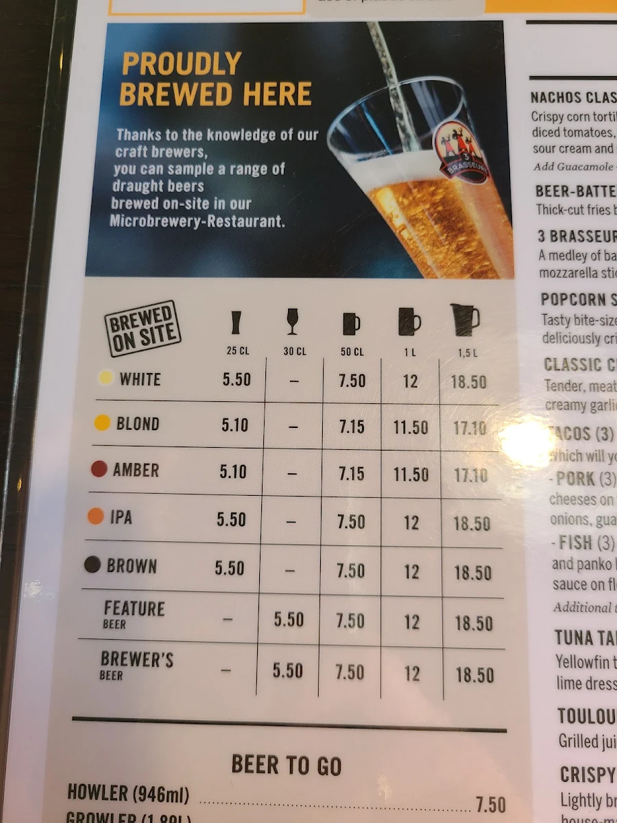 Menu, 3 Brasseurs - Kanata