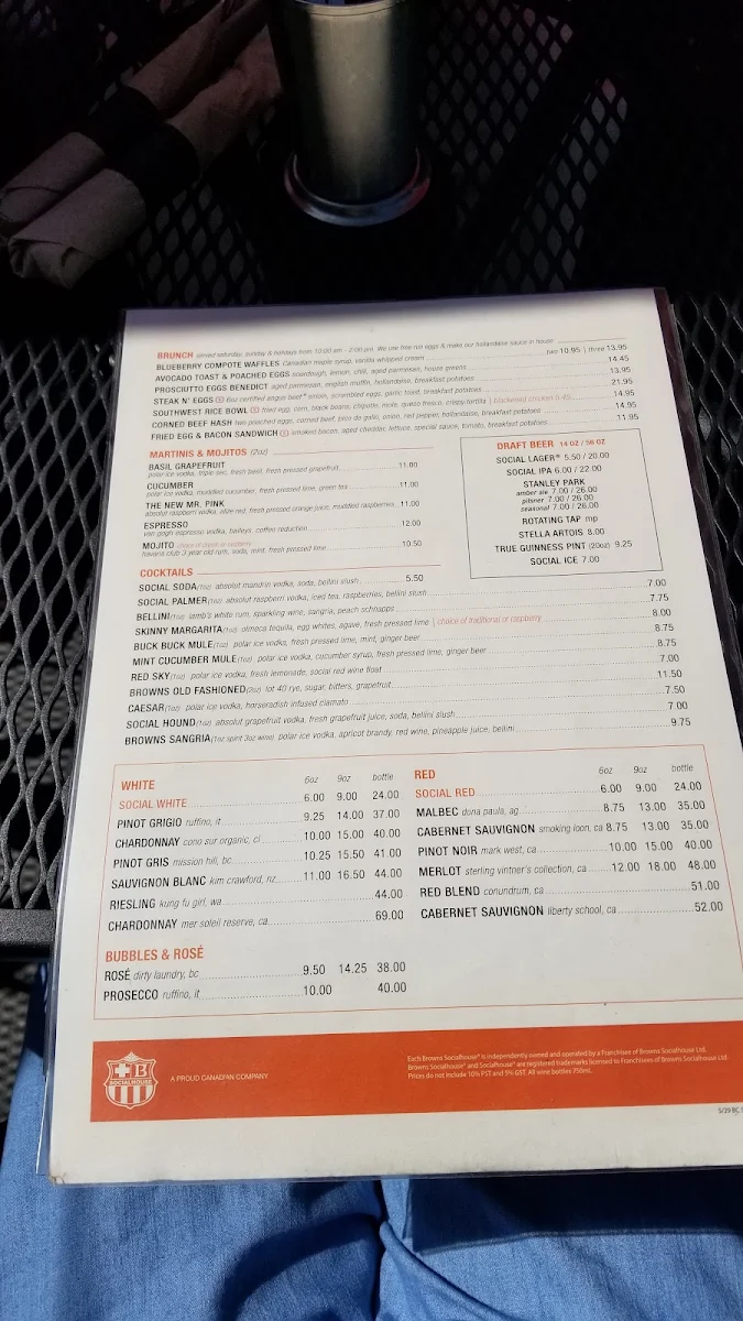 Menu, Browns Socialhouse Mccallum