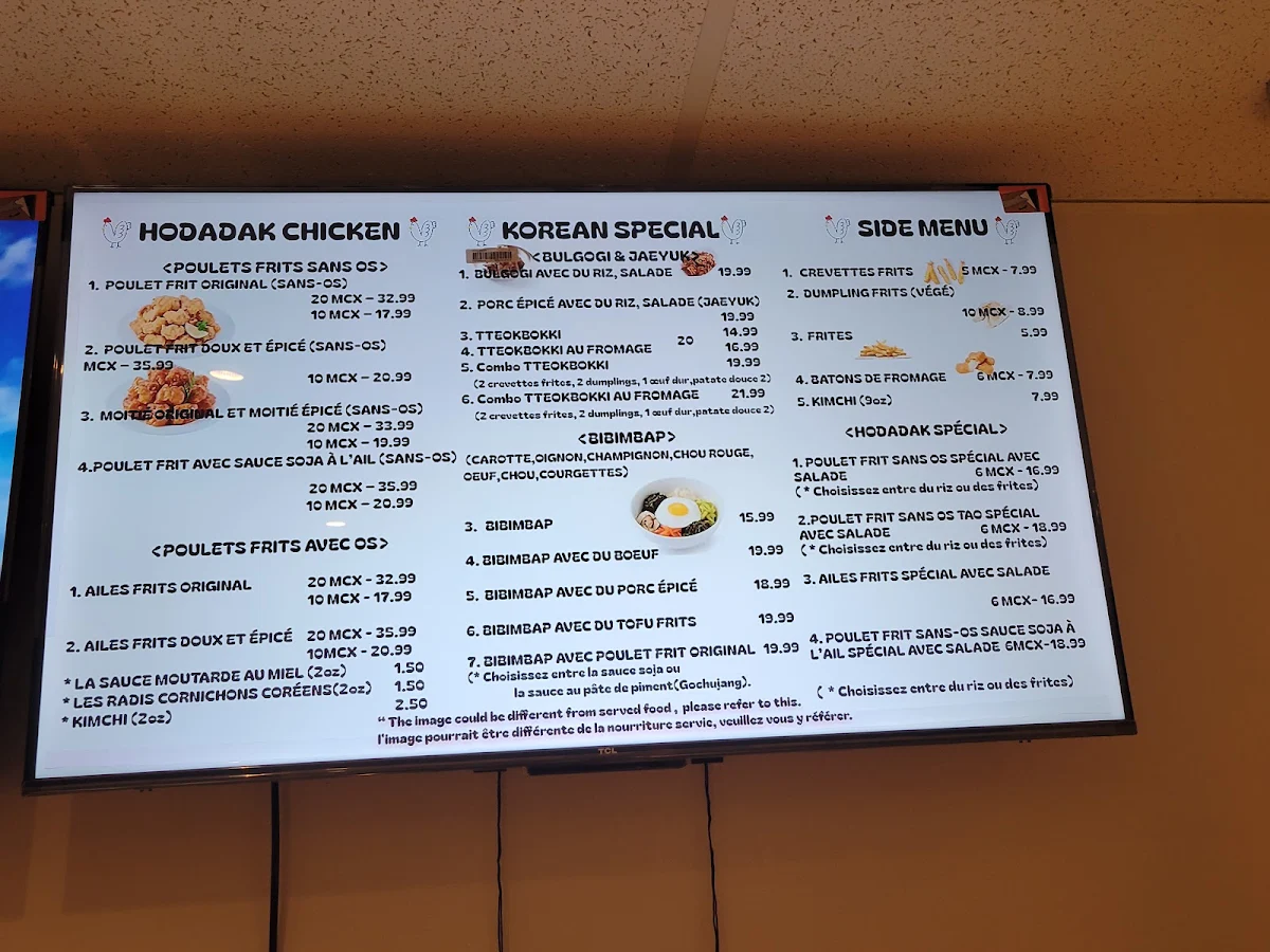 Menu, Korean Restaurant Hodadak