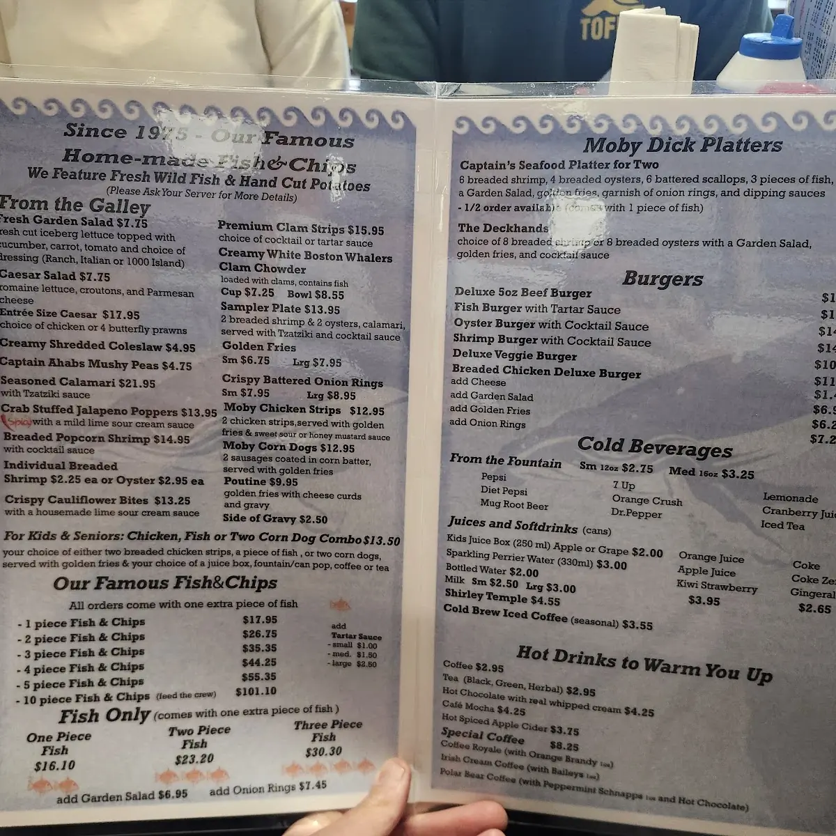 Menu, Moby Dick Restaurant