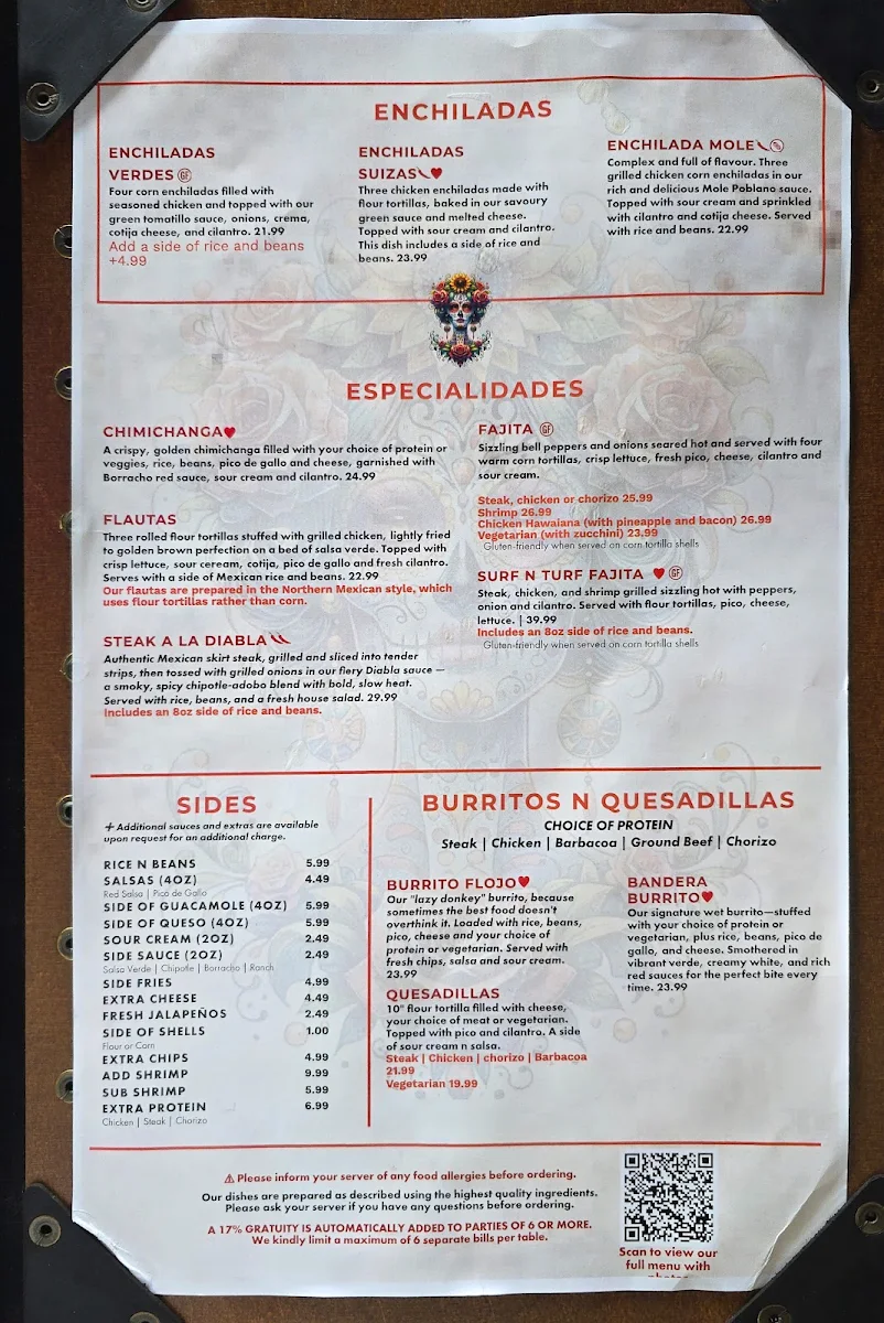 Menu, Taco N Tequila