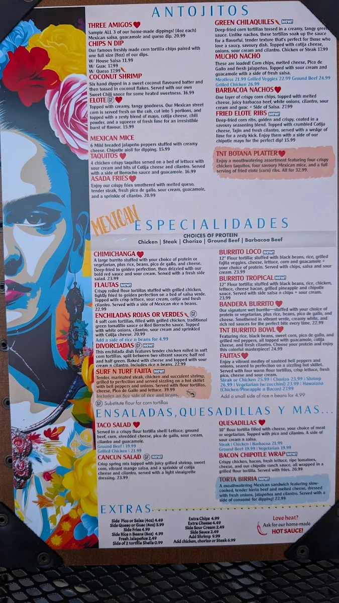 Menu, Taco N Tequila