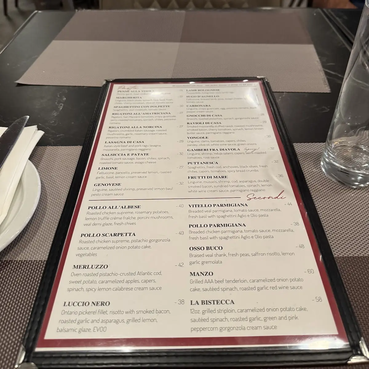 Menu, Casa Domenico