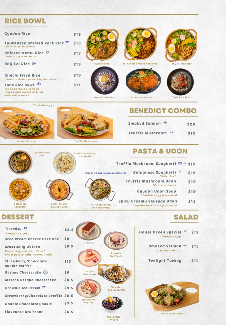 Menu, Twilight Cafe & Bar (North York)