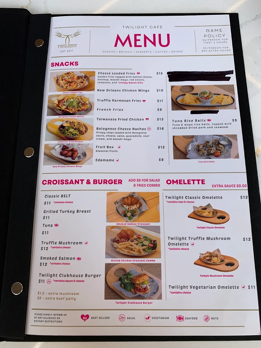 Menu, Twilight Cafe & Bar (North York)
