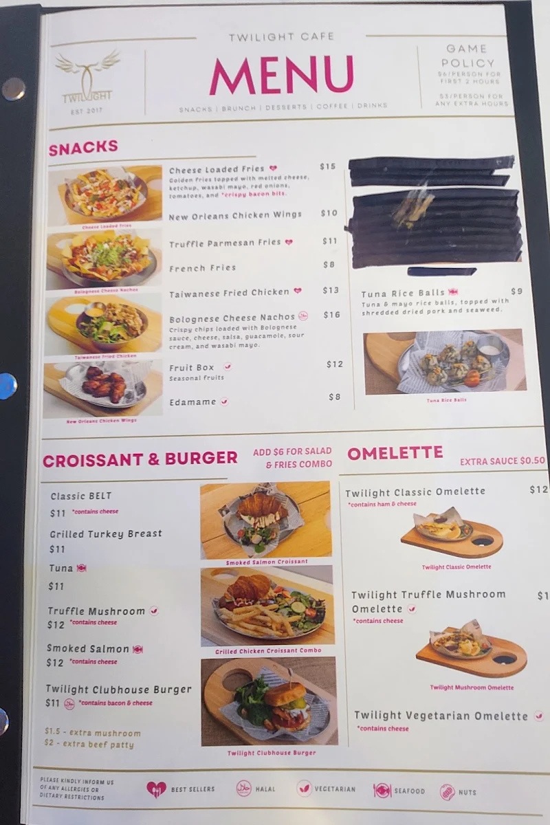 Menu, Twilight Cafe & Bar (North York)