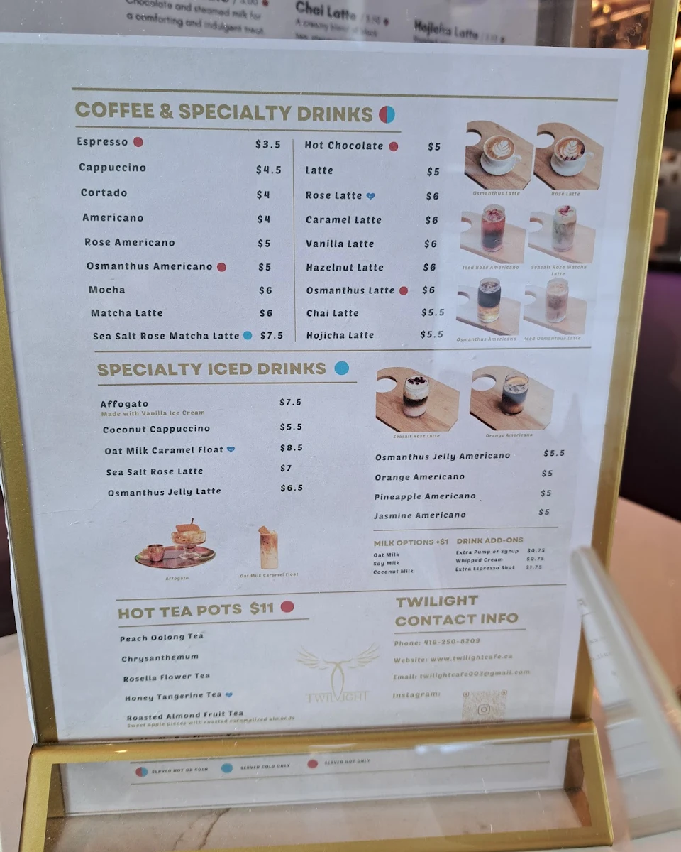 Menu, Twilight Cafe & Bar (North York)