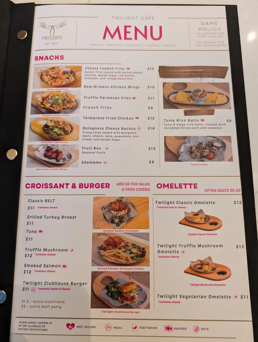 Menu, Twilight Cafe & Bar (North York)