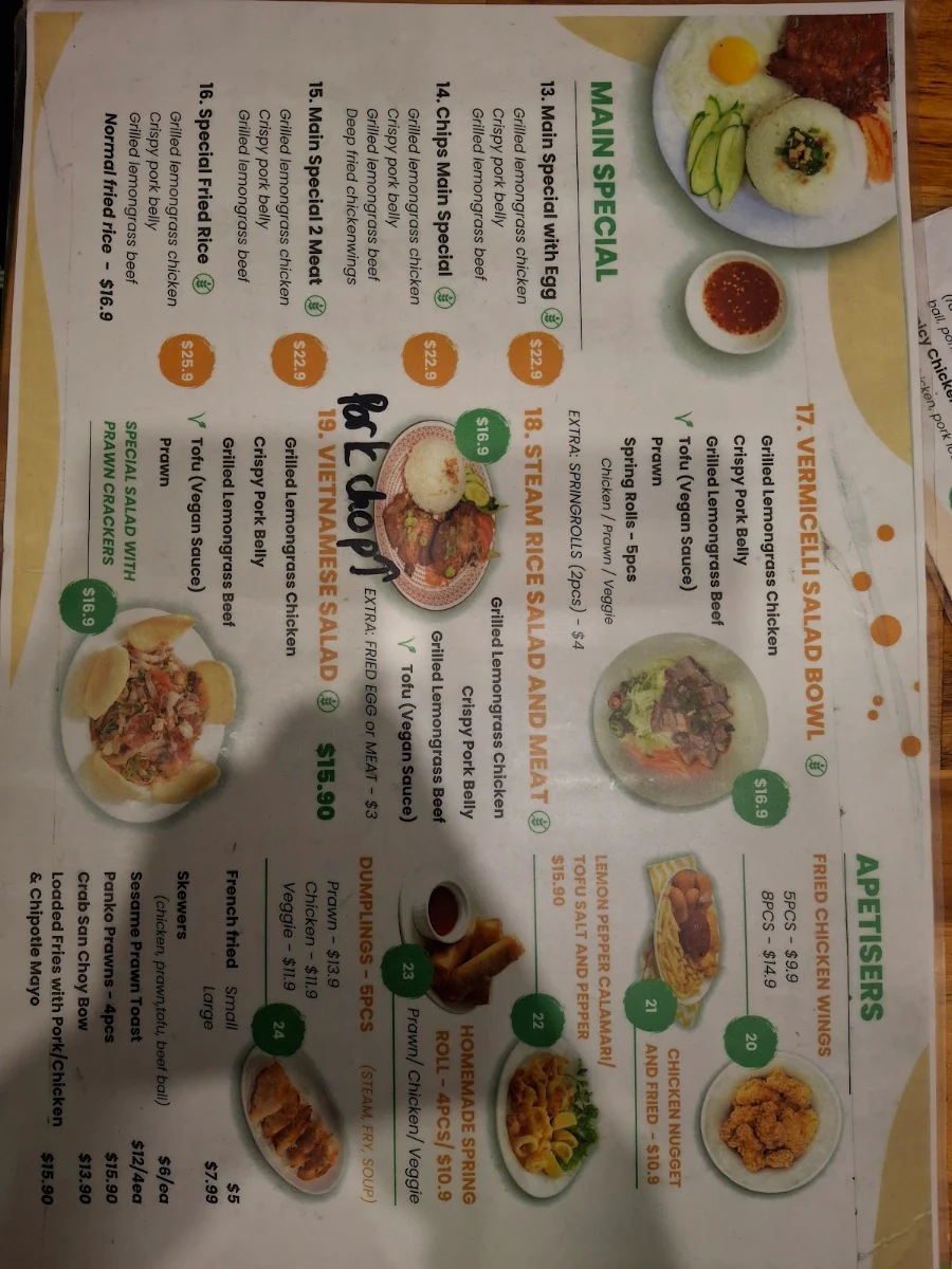 Menu, Saigon St Food