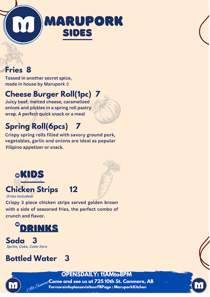 Menu, Marupork Kitchen