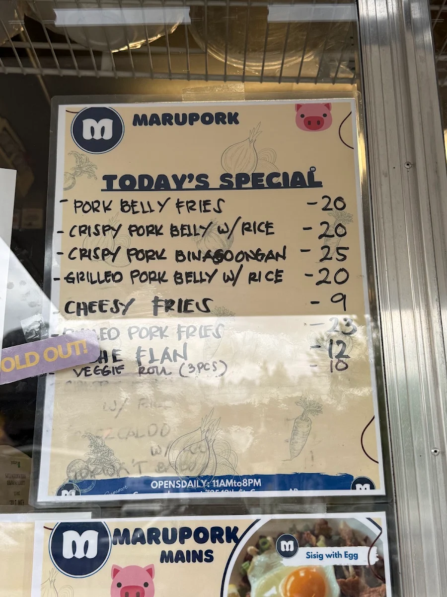 Menu, Marupork Kitchen