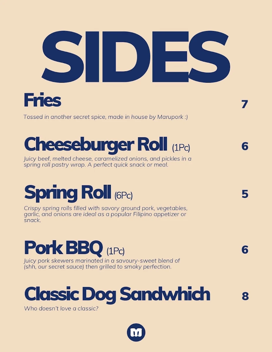 Menu, Marupork Kitchen