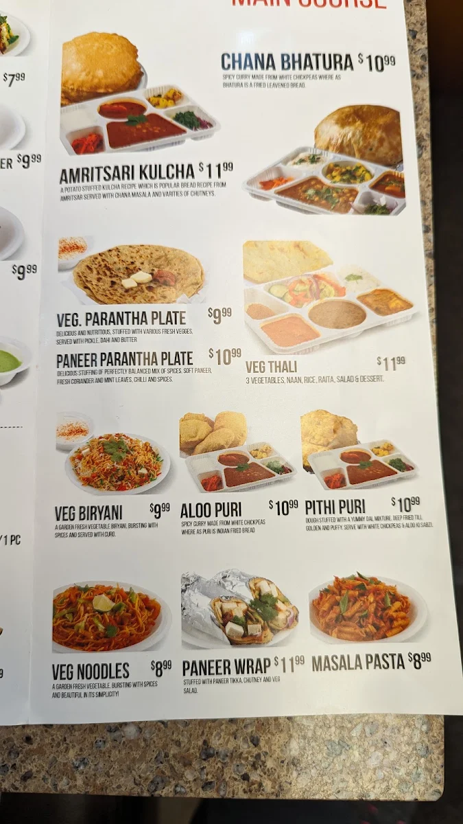 Menu, Chat Hut Sweets & Restaurant